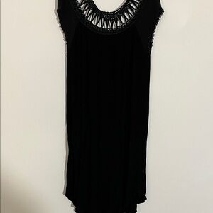 FREE PEOPLE Black Sleeveless Crochet Yoke Dress
